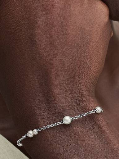 Brazalete Cadena Estación de Perlas Cultivadas de Agua Dulce Tratadas