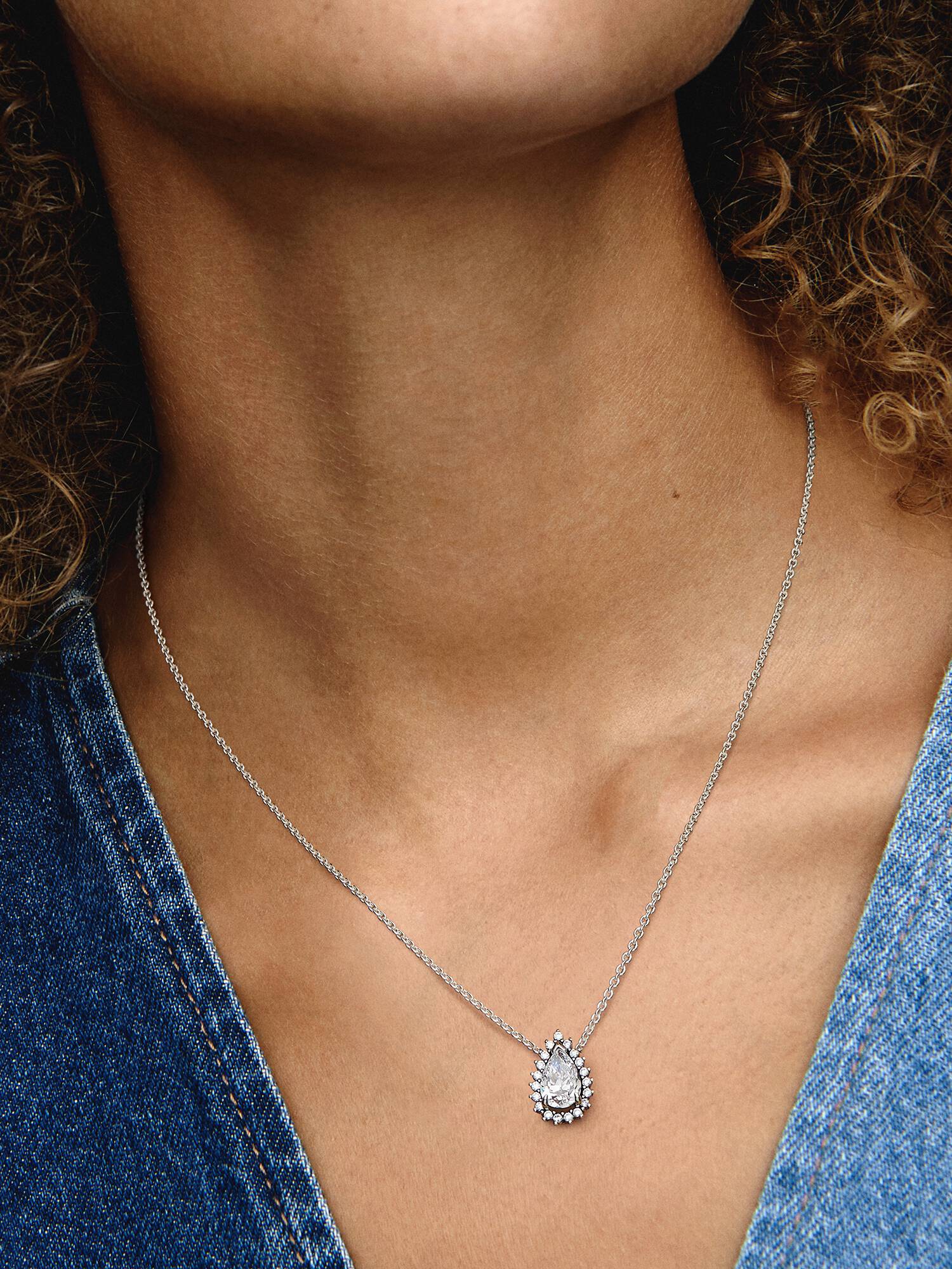 Collar Collier Halo Brillante Corte Pera