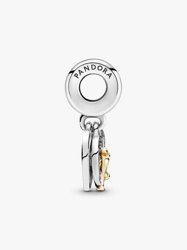 Charm colgante de dos tonos Feliz Aniversario en oro de 14k