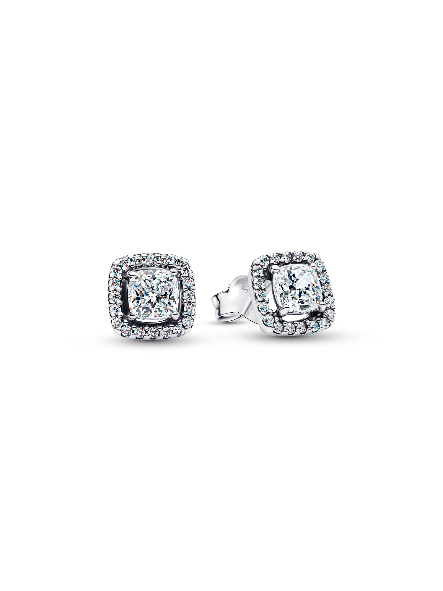 Aretes de botón Halo cuadrado brillante