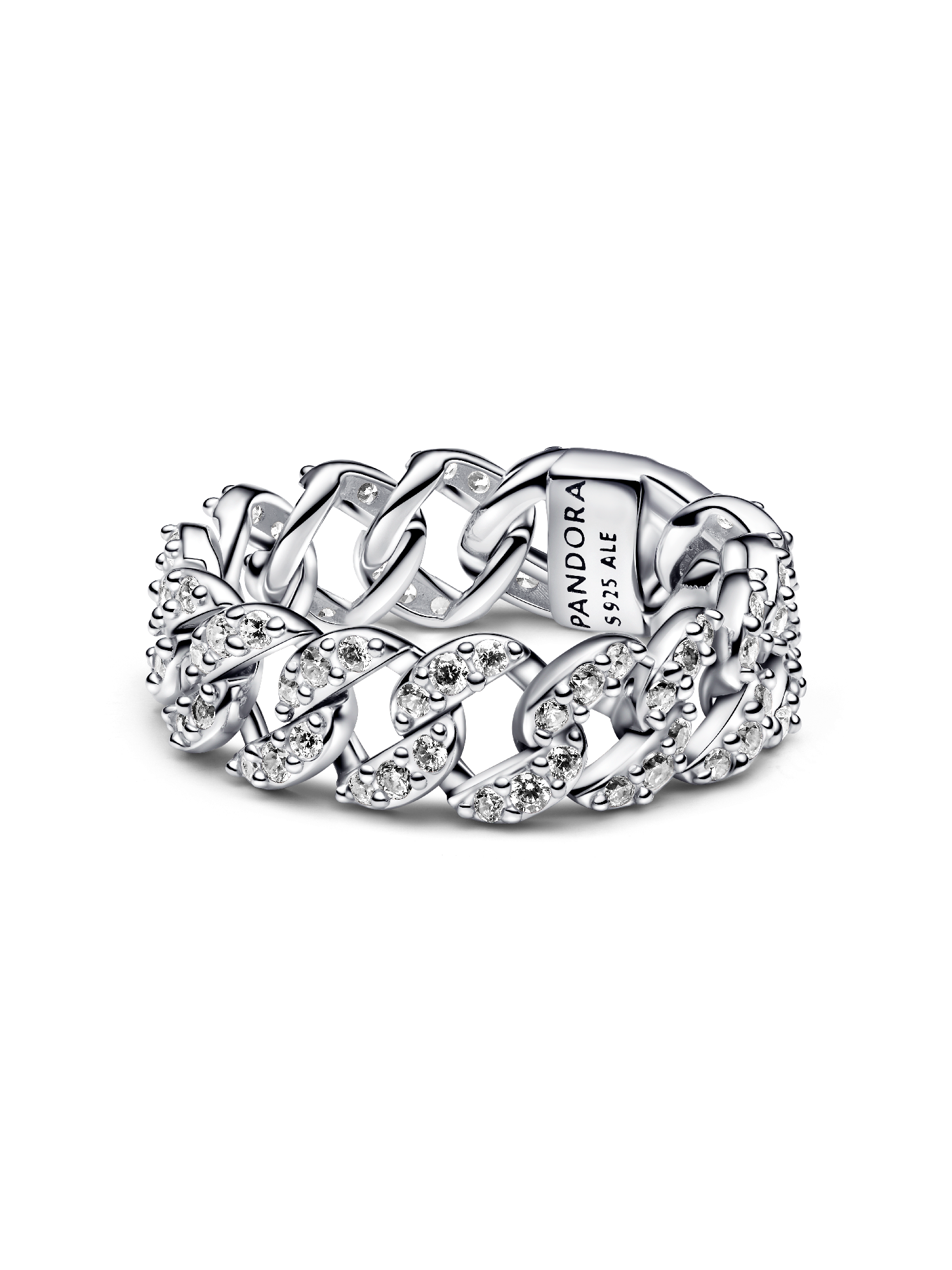 Anillo de Cadena Cubana en Pavé
