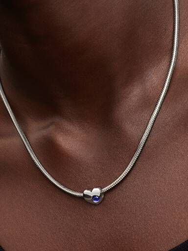Charm Corazón con Piedra Azul Grabable