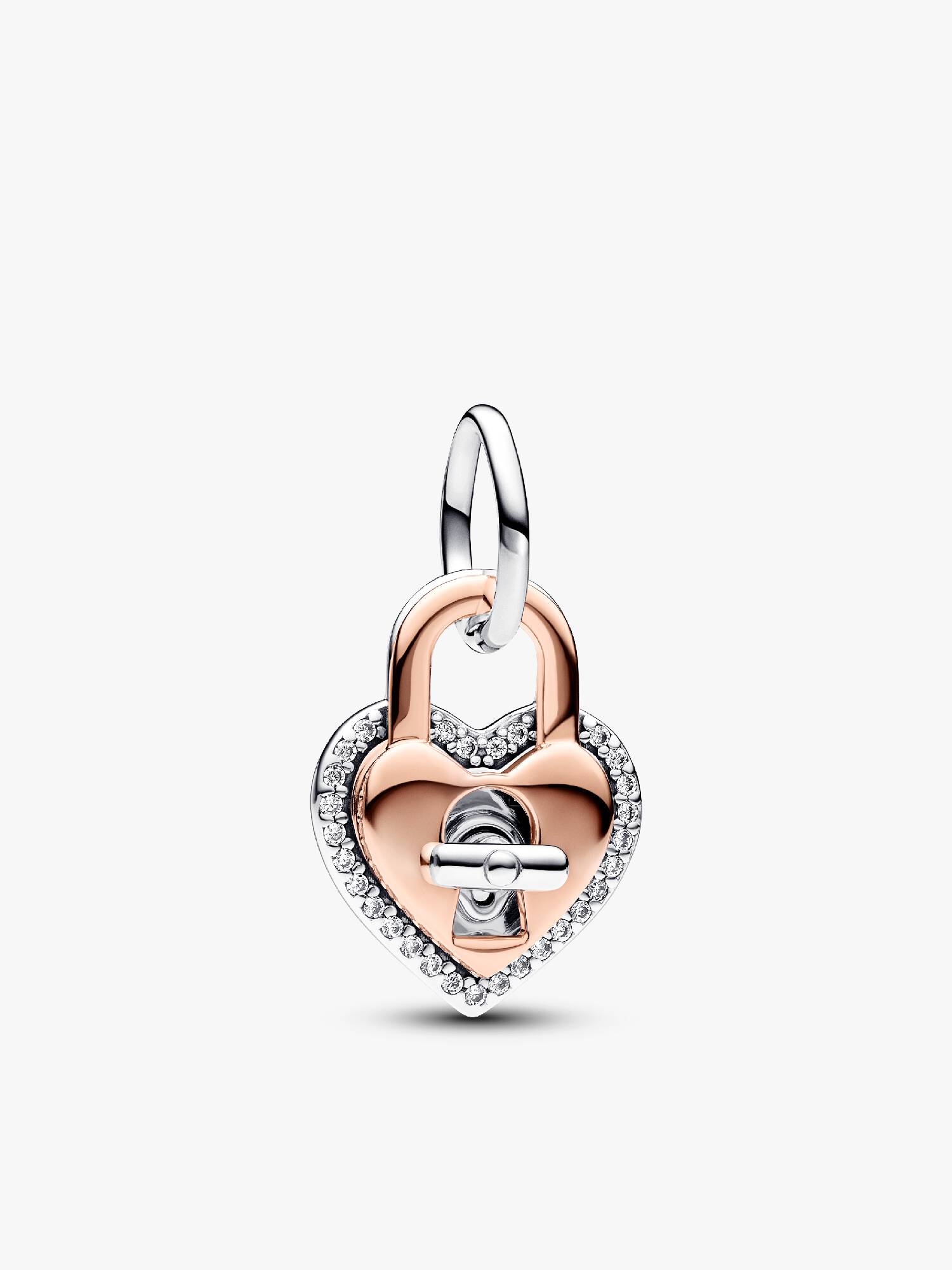 Charm Colgante Doble Candado Corazón que se puede girar en Dos tonos