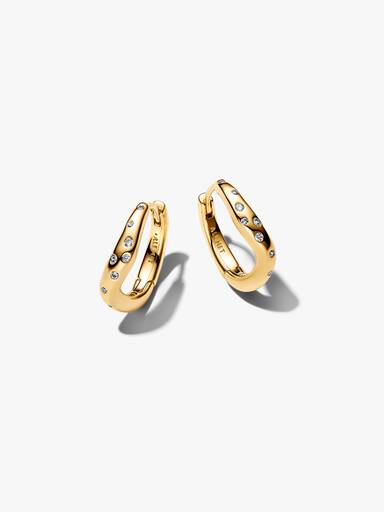 Aretes de Aro Forma Orgánica con Piedras Engastadas