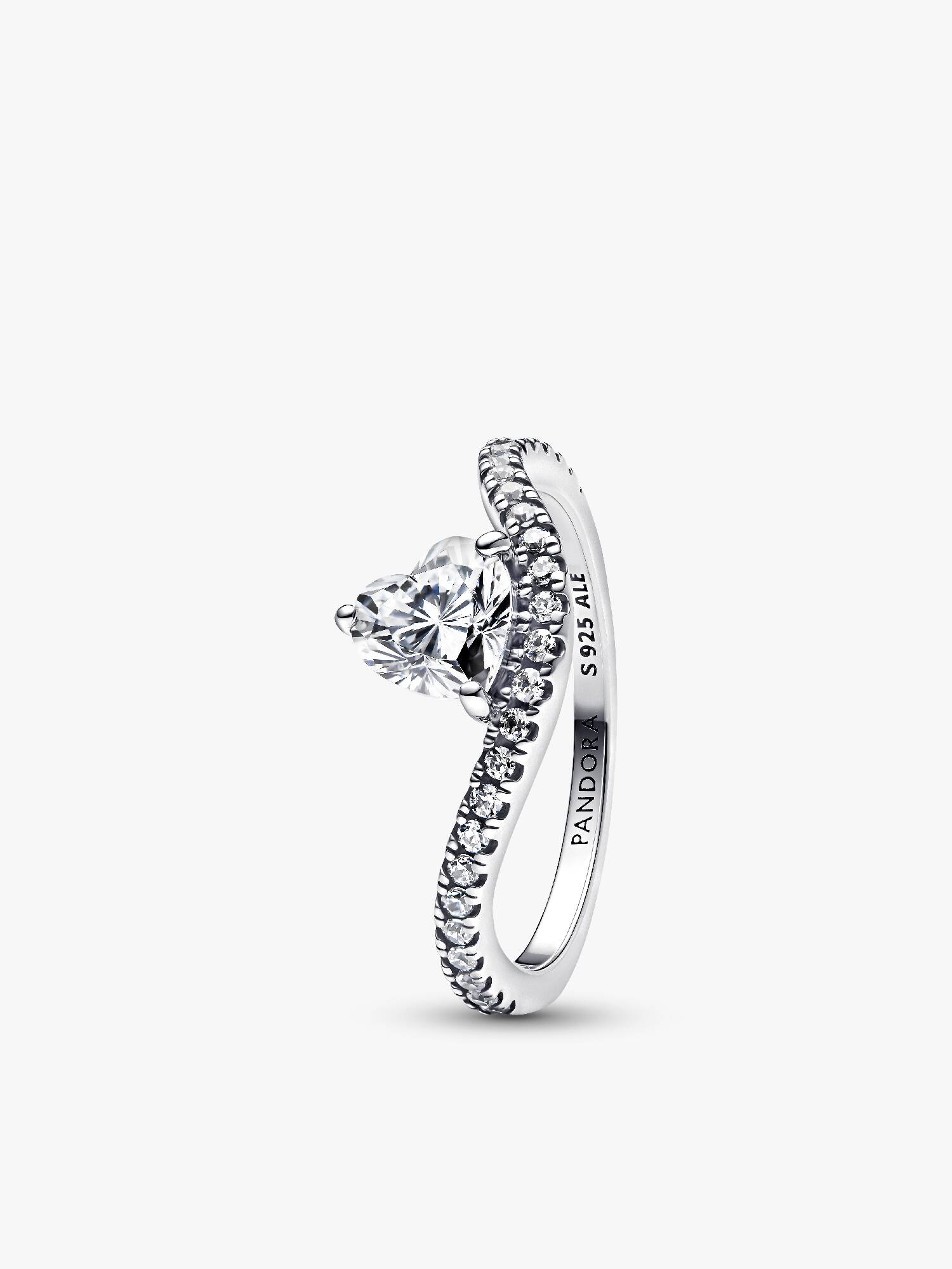 Anillo Corazón Ondulado Pavé