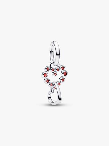 Charm colgante Corazones conectados y piedras rojas