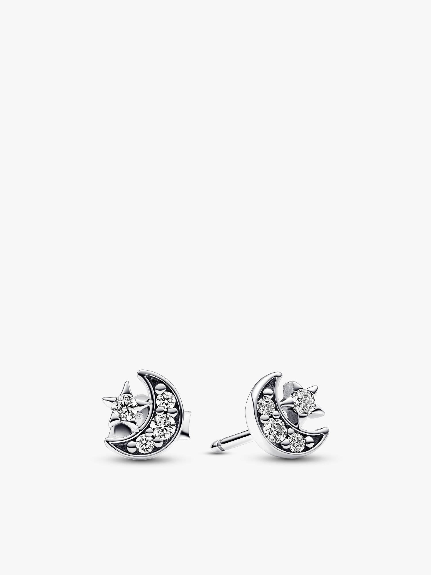 Aretes de botón Luna y Estrella Brillantes