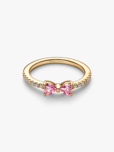 Anillo Moño Rosa Brillante
