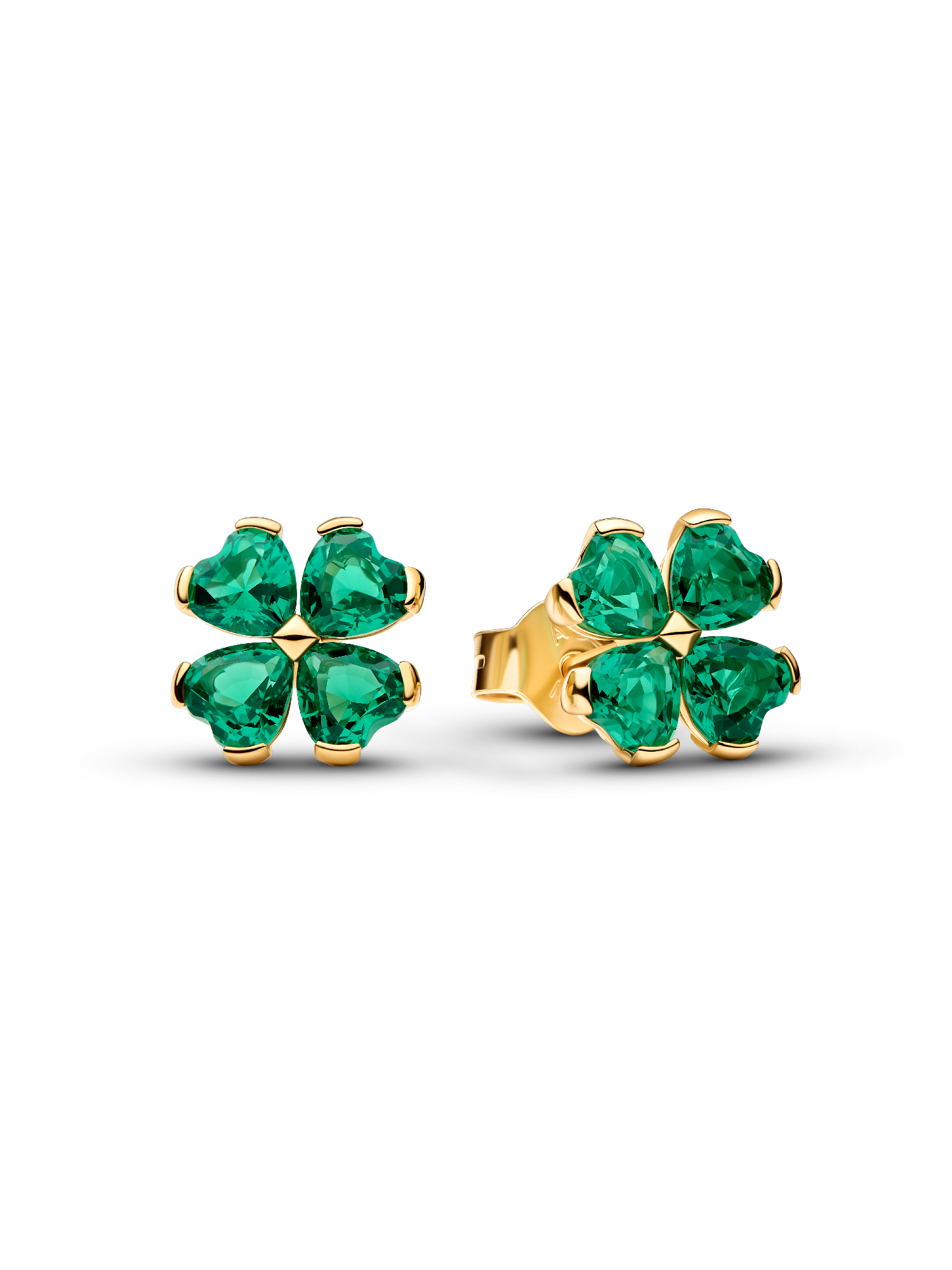 Aretes de botón Trébol de la suerte verde