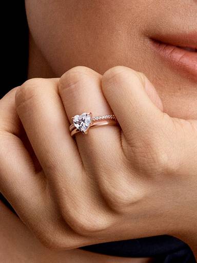 Anillo Corazón Doble Banda