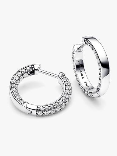 Aretes de aro con hilera en pavé