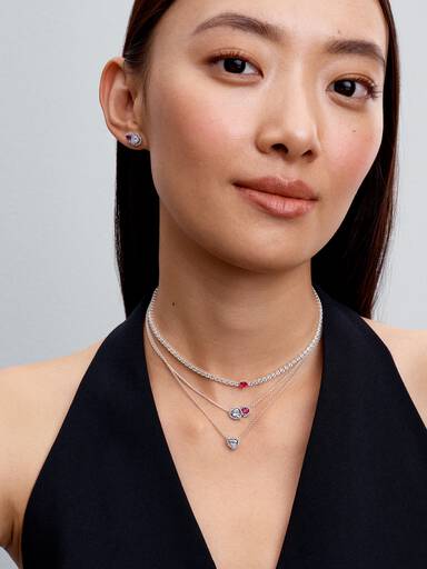 Collar con Colgante Corazones con Halo