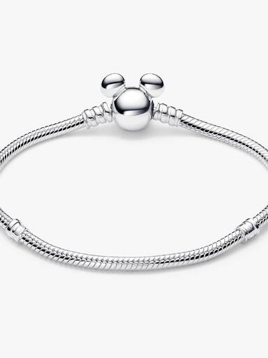 Brazalete Pandora Moments Cadena de Serpiente con Broche Mickey Mouse de Disney