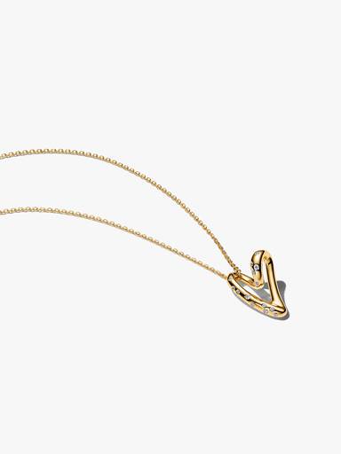 Collar con colgante corazón de forma orgánica engastado con piedras