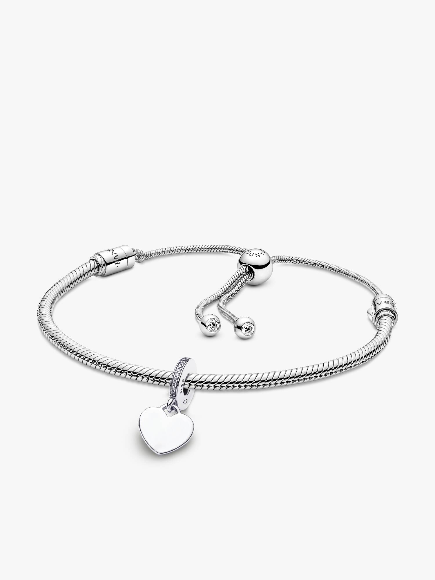 Set de Pulsera Ajustable con Charm Colgante de Corazón Grabable