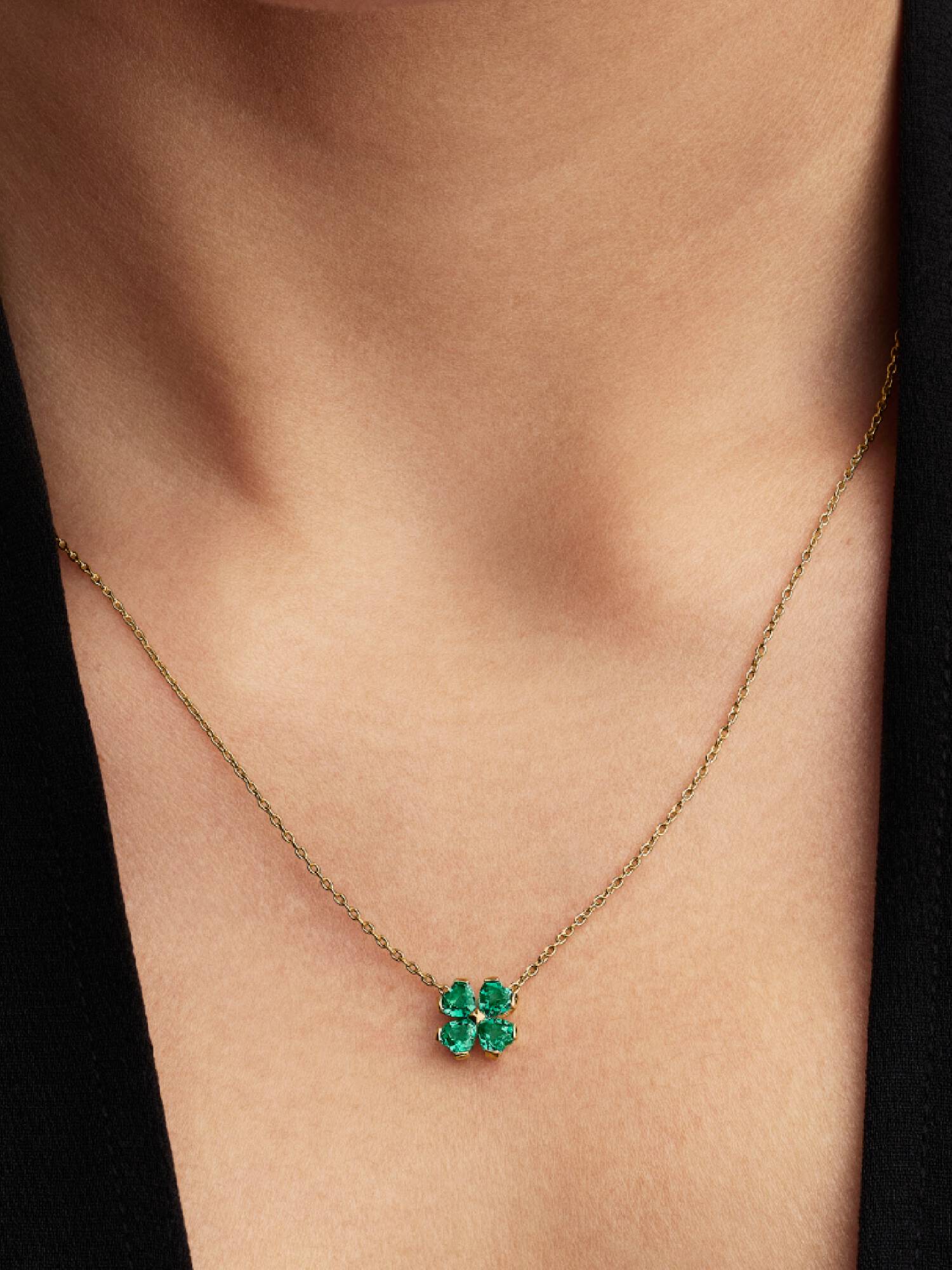 Collar con colgante Trébol de la suerte verde
