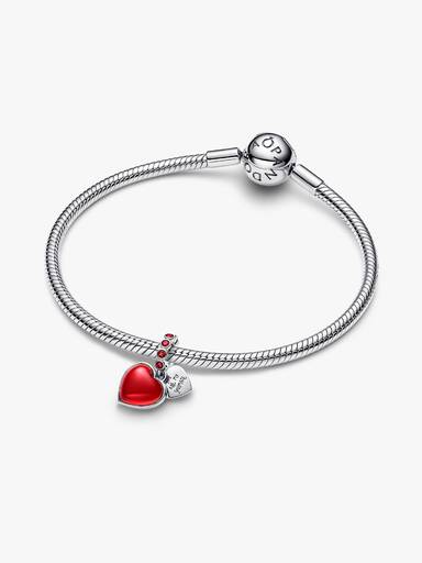 Charm colgante doble Corazón rojo de cristal Murano