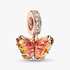 Charm Colgante Mariposa de Cristal Murano Rosa y Amarillo Charm Colgante Mariposa de Cristal Murano Rosa y Amarillo