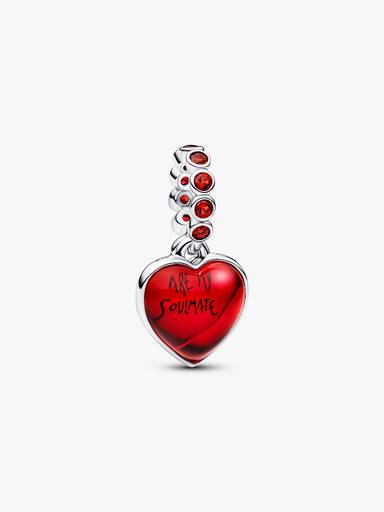 Charm colgante doble Corazón rojo de cristal Murano