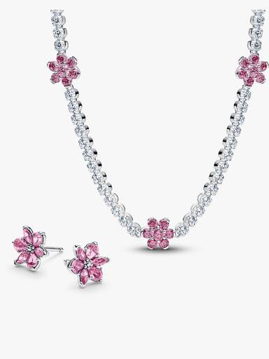 Set Aretes y Collar Flor Herbarium Rosa