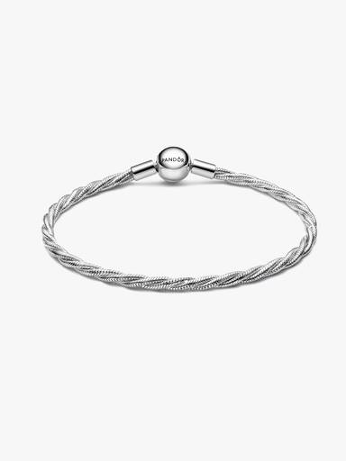 Cadena de serpiente trenzada con broche redondo de Pandora