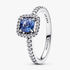 Anillo Halo azul cuadrado brillante Anillo Halo azul cuadrado brillante