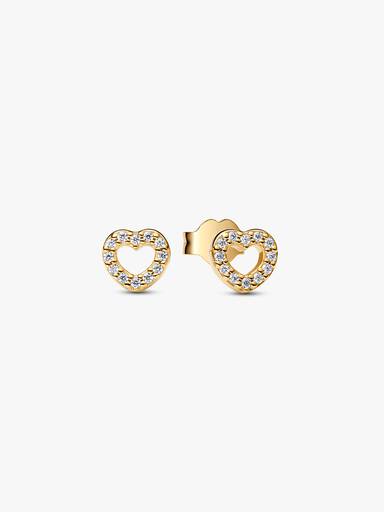 Aretes de botón Corazón abierto