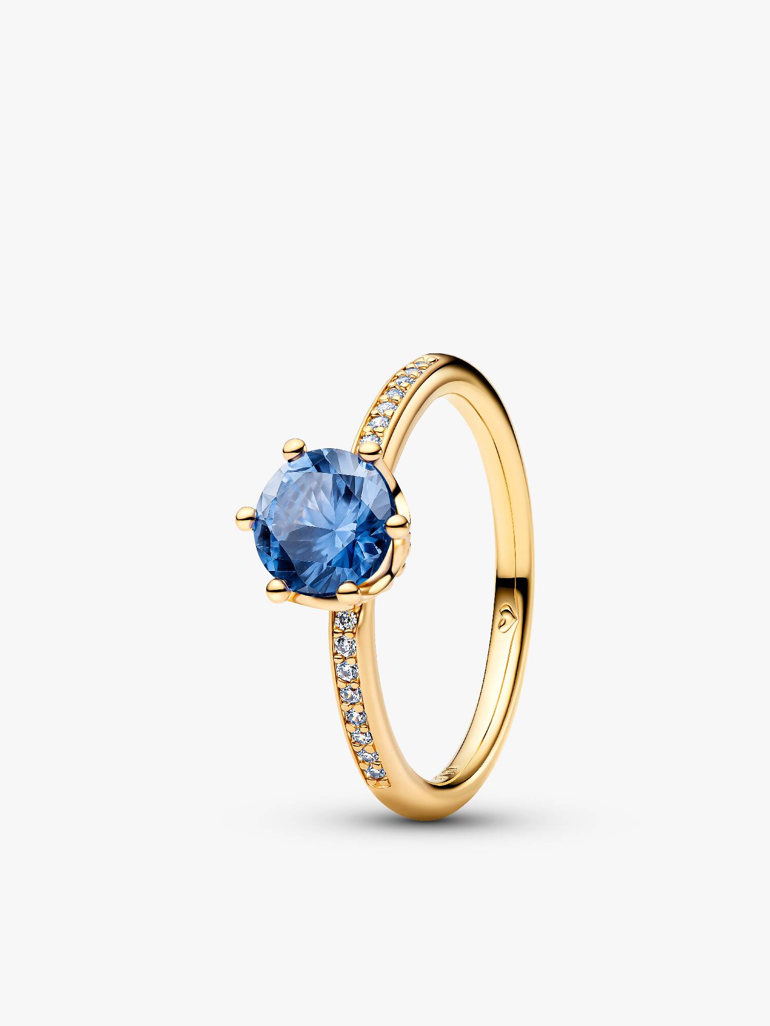 Anillo solitario Corona reluciente azul