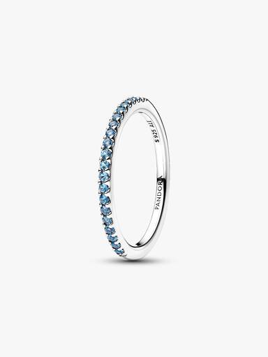 Anillo Eternidad Media Banda Aguamarina Resplandeciente