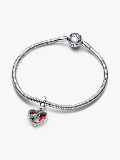 Charm Colgante Doble Corazón Rojo y Ojo de Cerradura