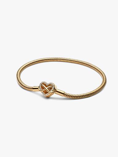 Brazalete de Cadena de Serpiente con Cierre de Corazón Infinito Brillante
