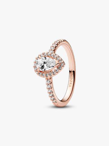Anillo Halo Brillante Corte Pera