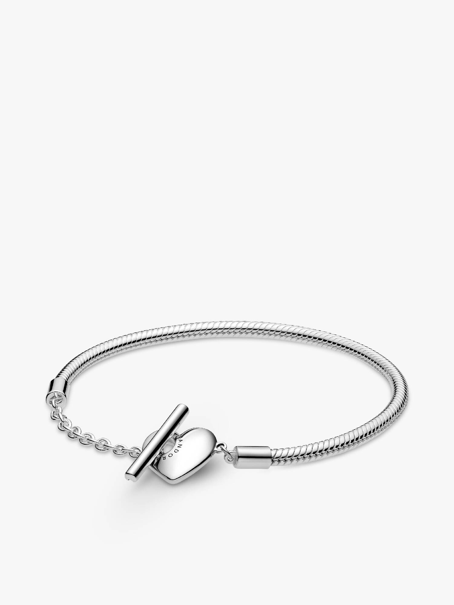 Brazalete con cadena tipo serpiente y barra en forma de corazón