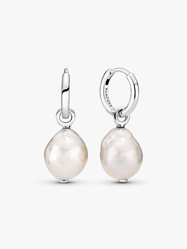 Aretes de aro Perla cultivada de agua dulce tratada Barroca
