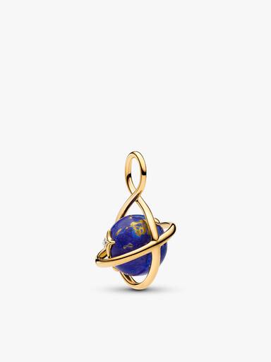 Dúo de charms de estrella y planeta dorados
