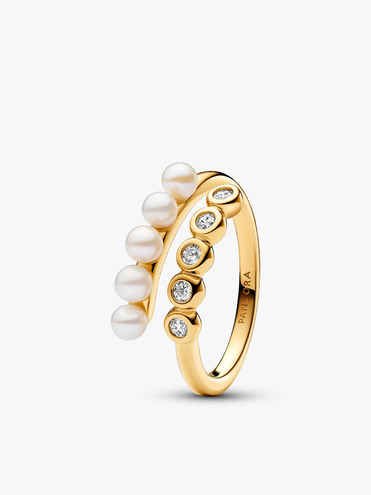 Anillo Abierto Perlas Cultivadas de Agua Dulce Tratadas y Piedras