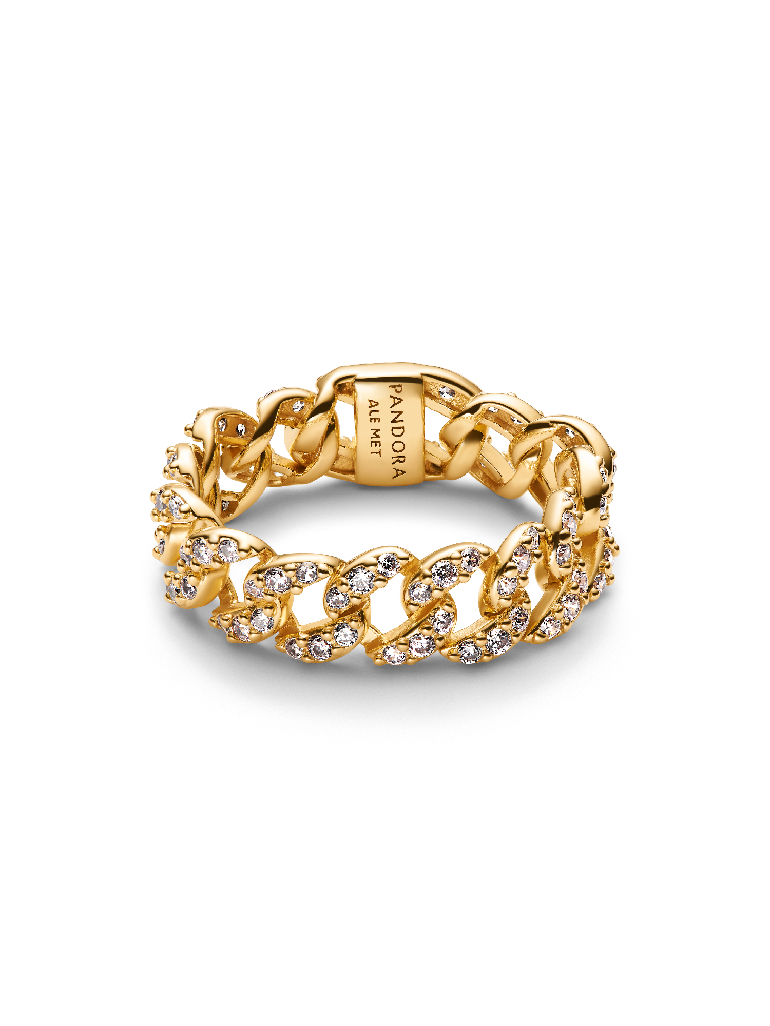 Anillo de Cadena Cubana en Pavé