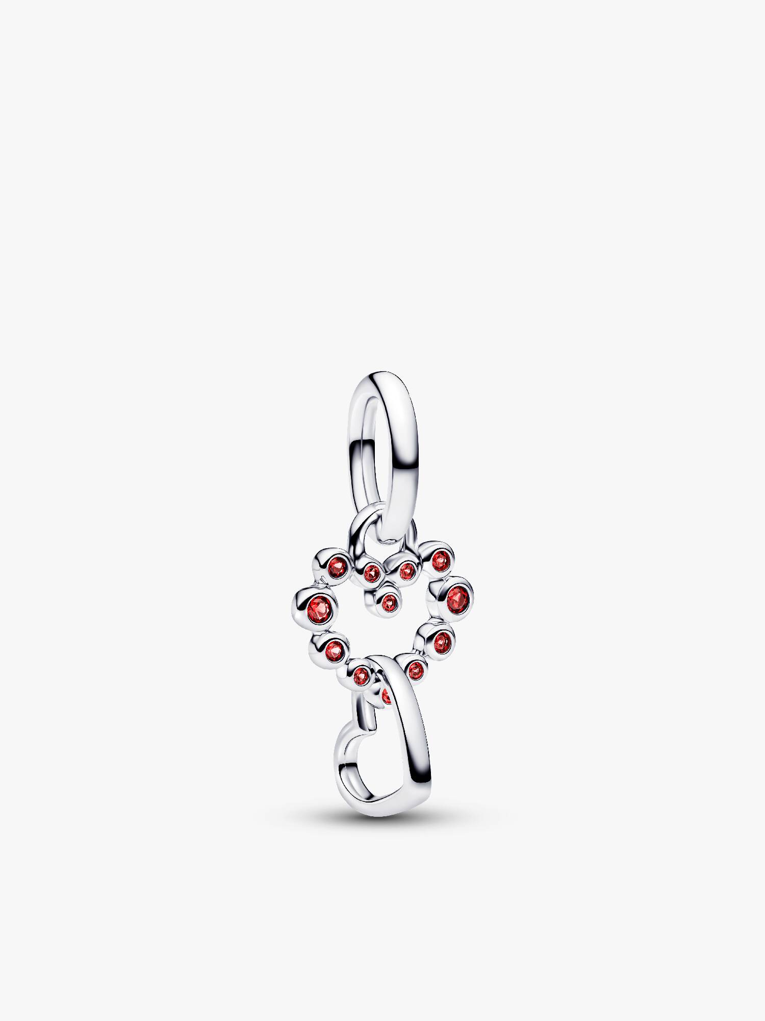 Charm colgante Corazones conectados y piedras rojas