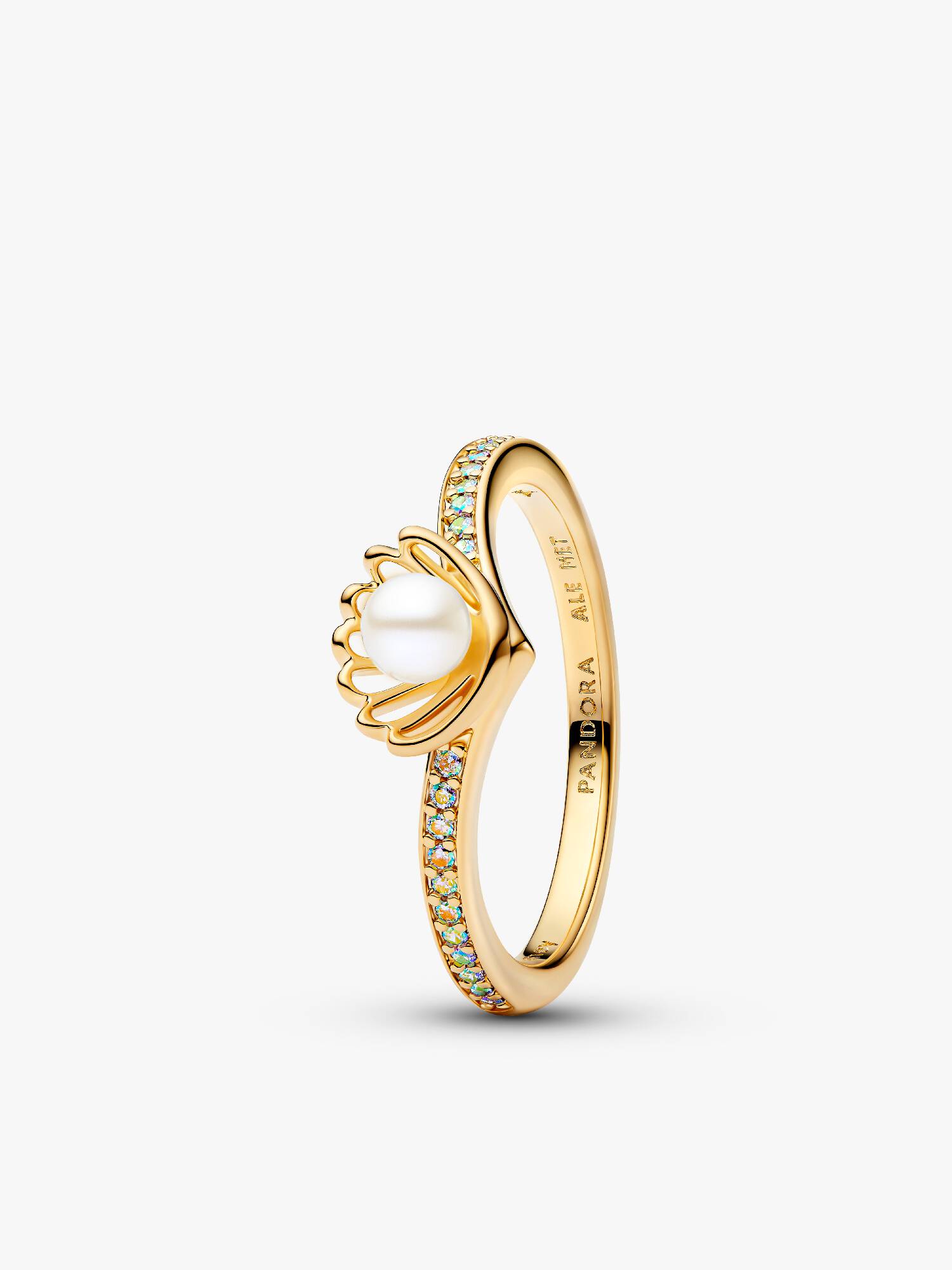 Anillo Concha con perla cultivada de agua dulce tratada de Princesa Ariel de Disney
