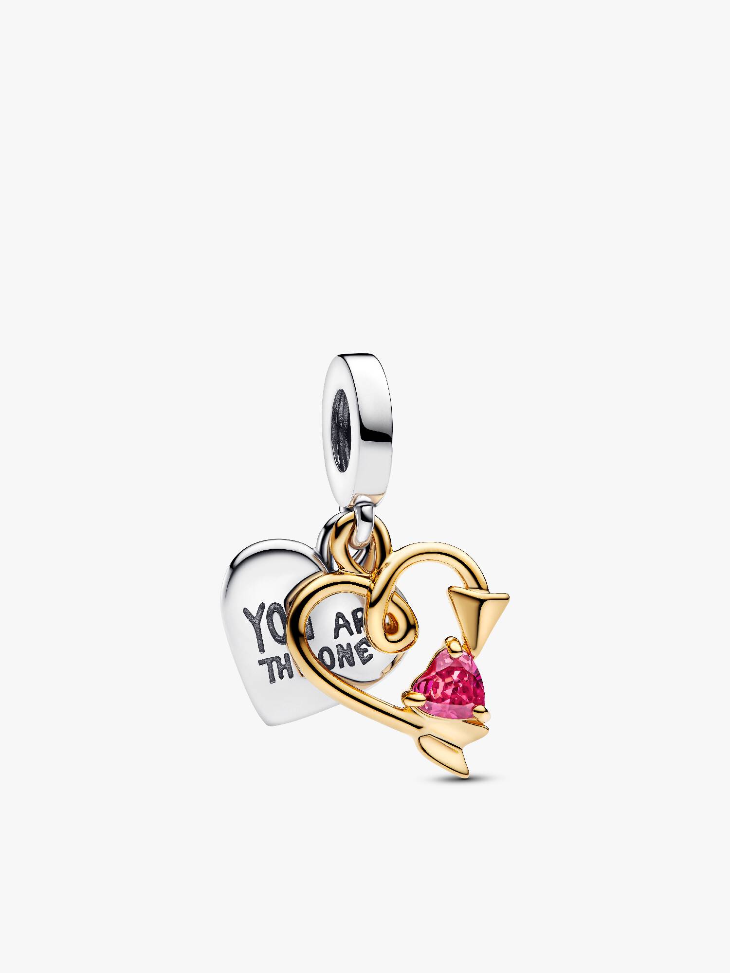 Charm colgante doble Flecha y Corazón grabable