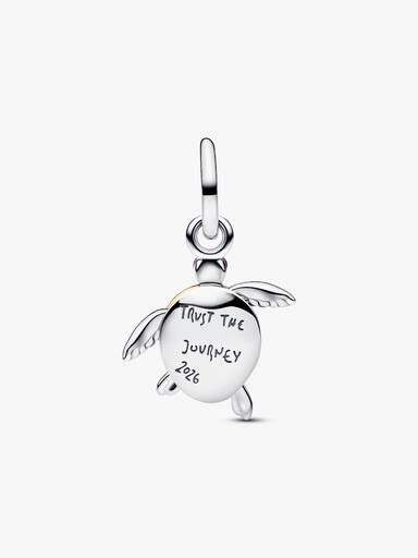 Charm colgante de tortuga marina rosa con diamante cultivado