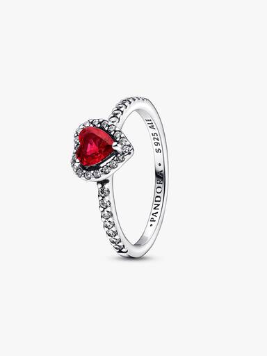 Anillo Corazón elevado rojo