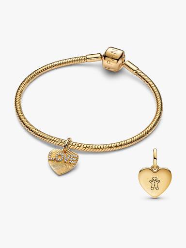 Set de Pulsera con Charm Corazón Dorado Grabable BE LOVE