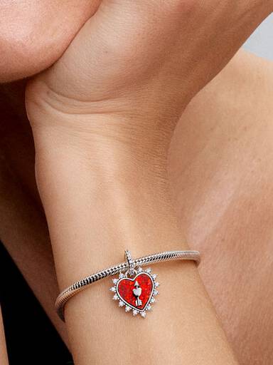 Charm Colgante Corazón Flecha Giratoria