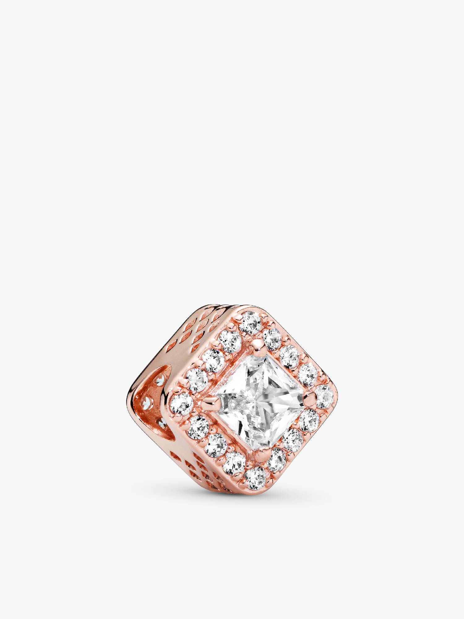 Charm Cuadrado con Halo Brillante Rosa