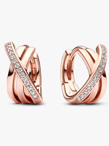 Aretes de aro Pavé Cruzado