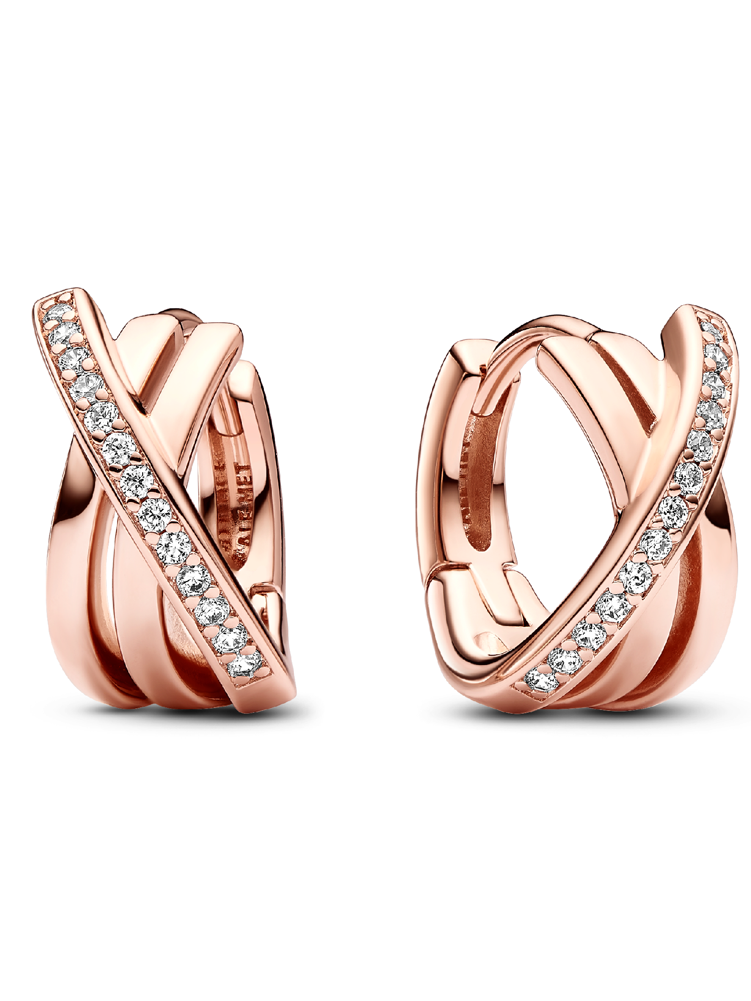 Aretes de aro Pavé Cruzado
