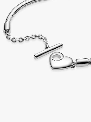 Heart T-Bar Snake Chain Bracelet