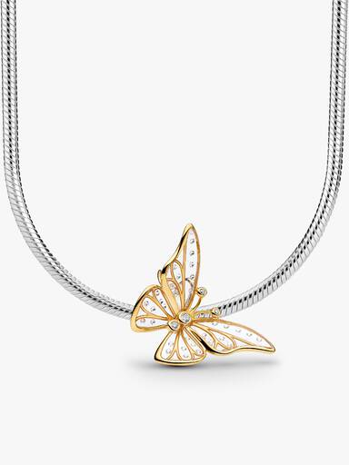 Set Collar con Charm Mariposa en Metales Mixtos