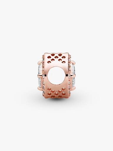Charm Cuadrado con Halo Brillante Rosa
